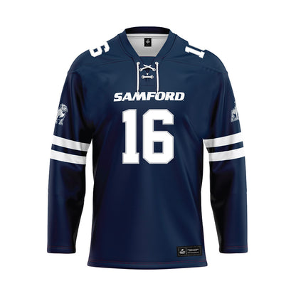 Samford - NCAA Football : Dylon Henderson - Blue Hockey Jersey-0