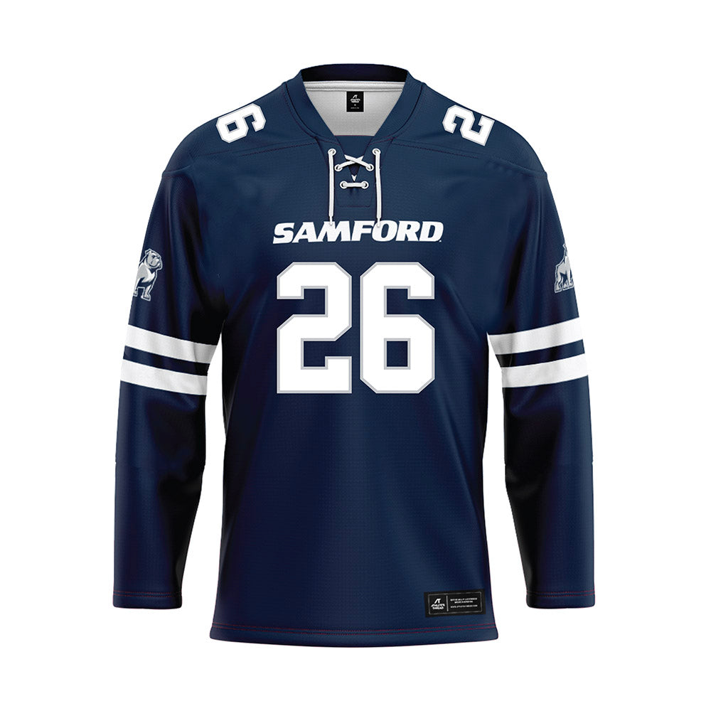 Samford - NCAA Football : Jake Garner - Blue Hockey Jersey-0
