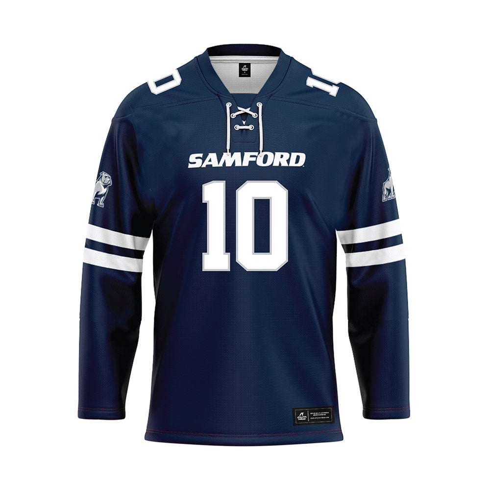 Samford - NCAA Men's Basketball : Kam Martin - Blue Hockey Jersey-0