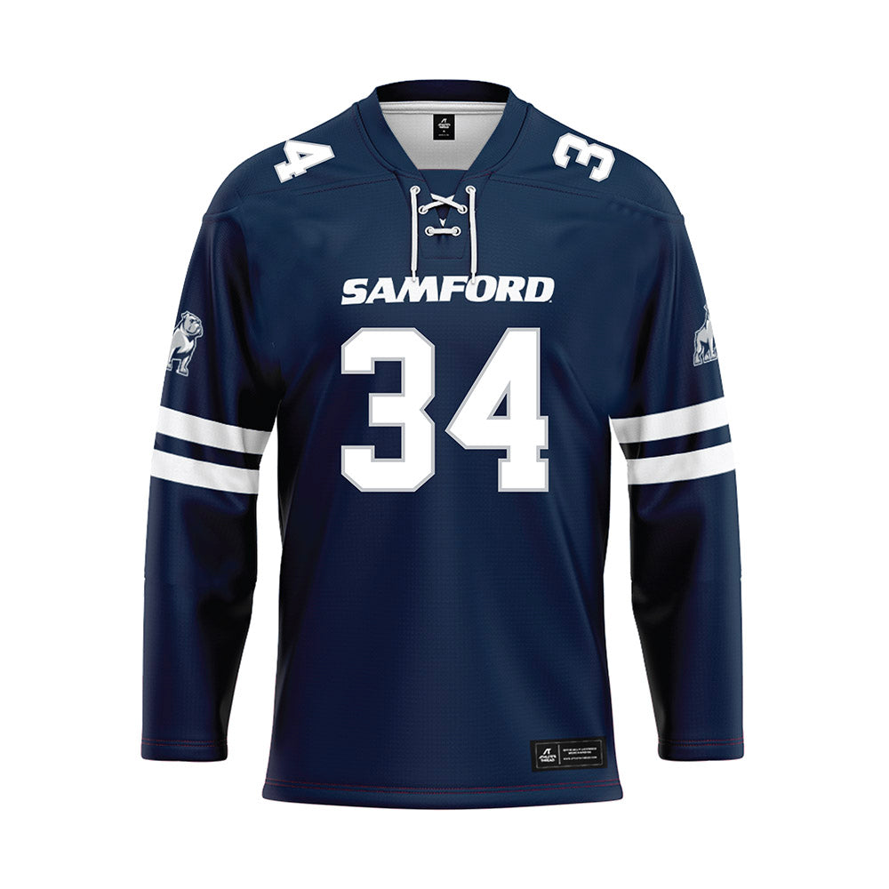 Samford - NCAA Football : Spencer Conn - Blue Hockey Jersey-0