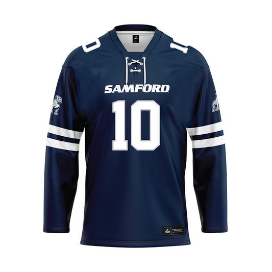 Samford - NCAA Football : Coulter Cleland - Blue Hockey Jersey-0