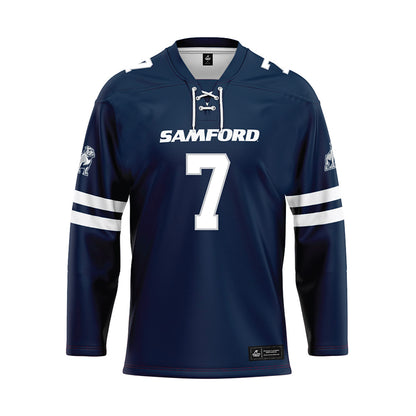 Samford - NCAA Men's Basketball : JD Gossett - Blue Hockey Jersey-0
