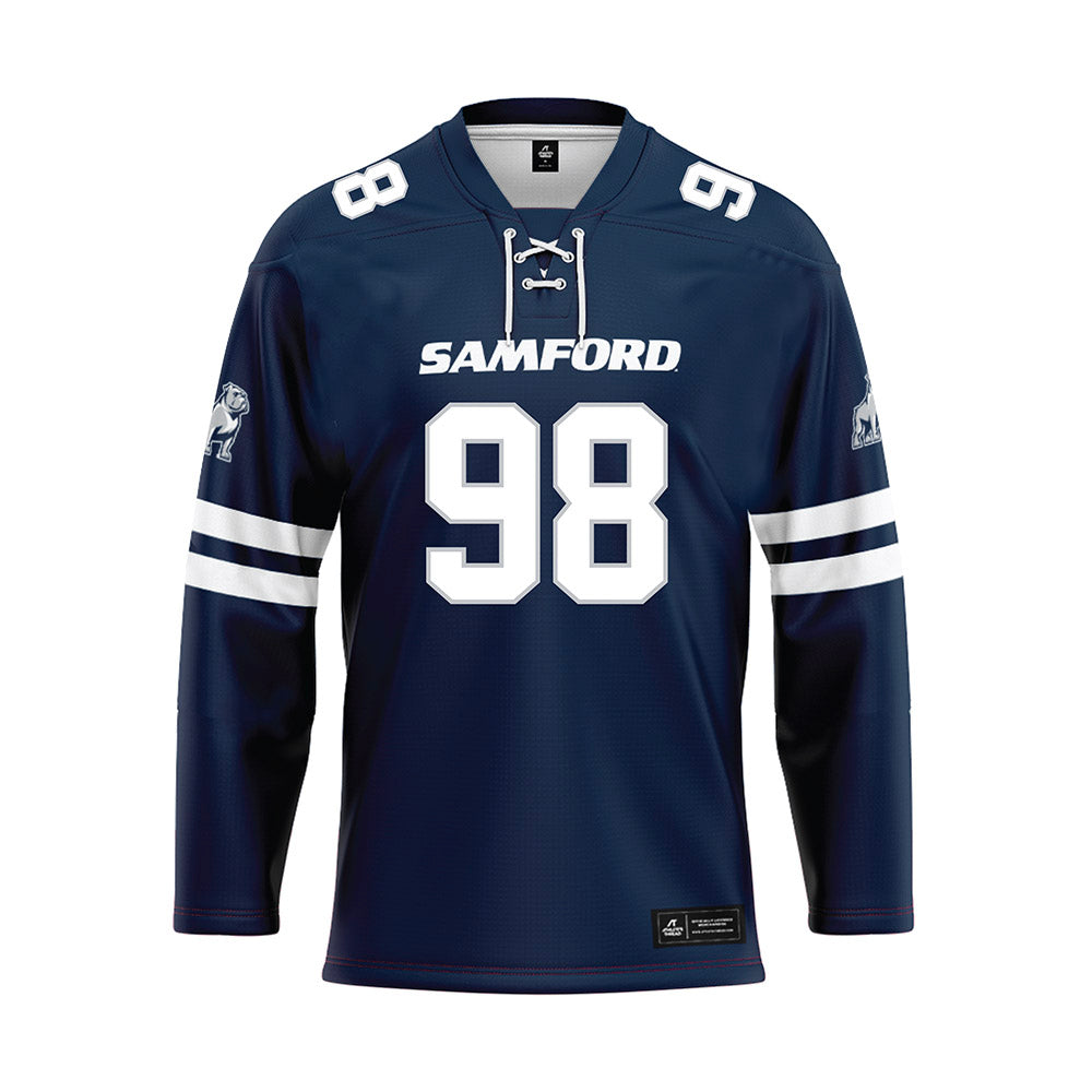 Samford - NCAA Football : Dezmon Thomas - Blue Hockey Jersey-0