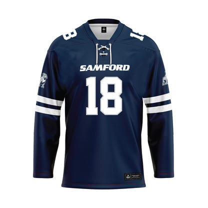 Samford - NCAA Women's Volleyball : Maggie Kalisz - Blue Hockey Jersey-0