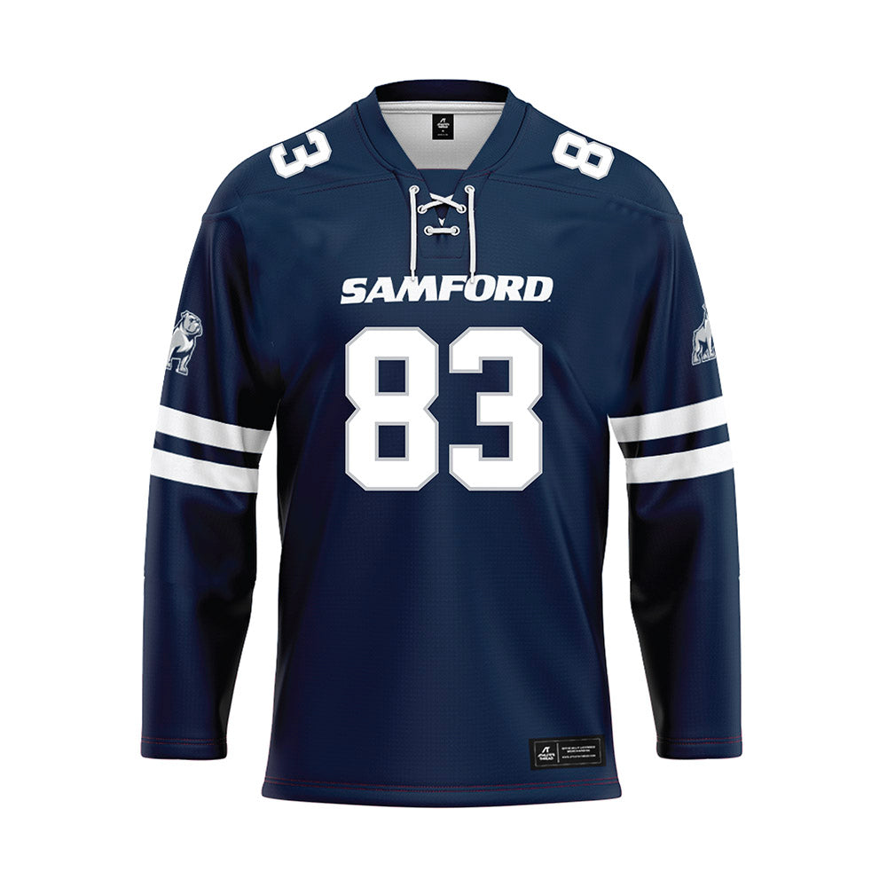 Samford - NCAA Football : Hudson Krauklis - Blue Hockey Jersey-0