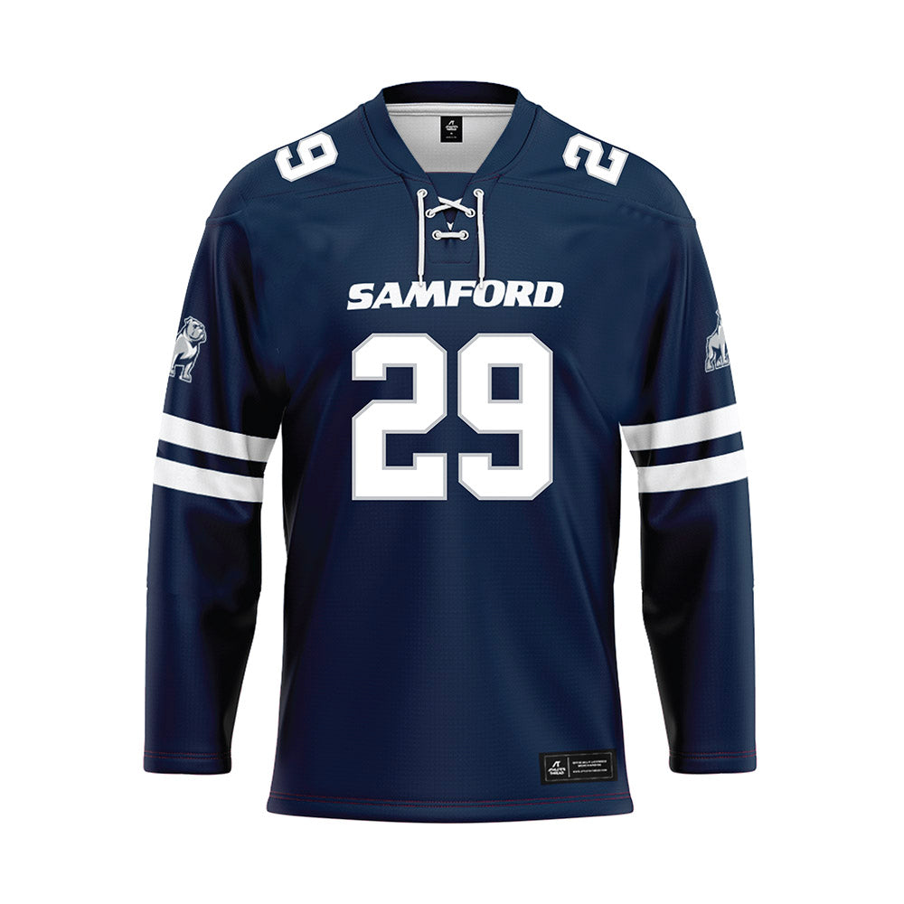 Samford - NCAA Women's Soccer : Isabella Moreno - Blue Hockey Jersey-0