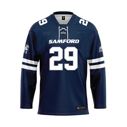 Samford - NCAA Women's Soccer : Isabella Moreno - Blue Hockey Jersey-0