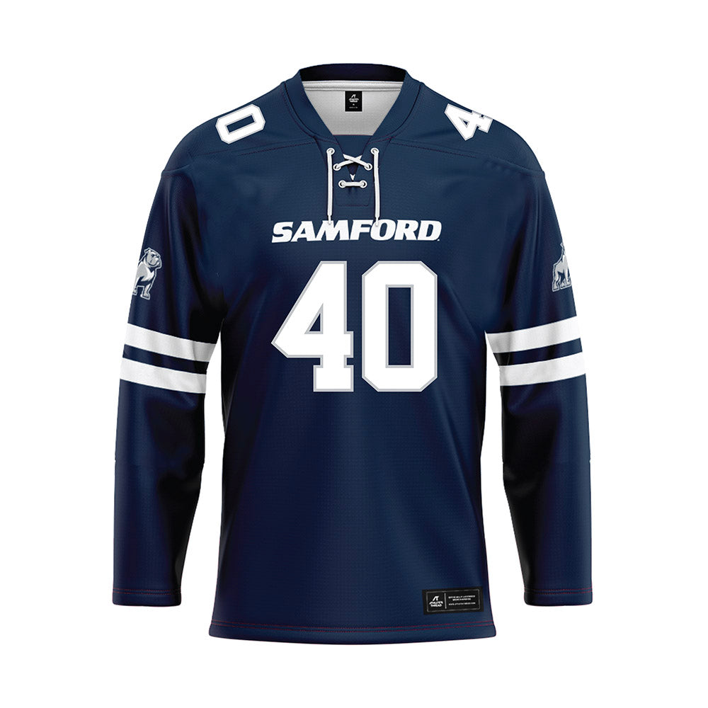 Samford - NCAA Baseball : Andrew Marble - Blue Hockey Jersey-0