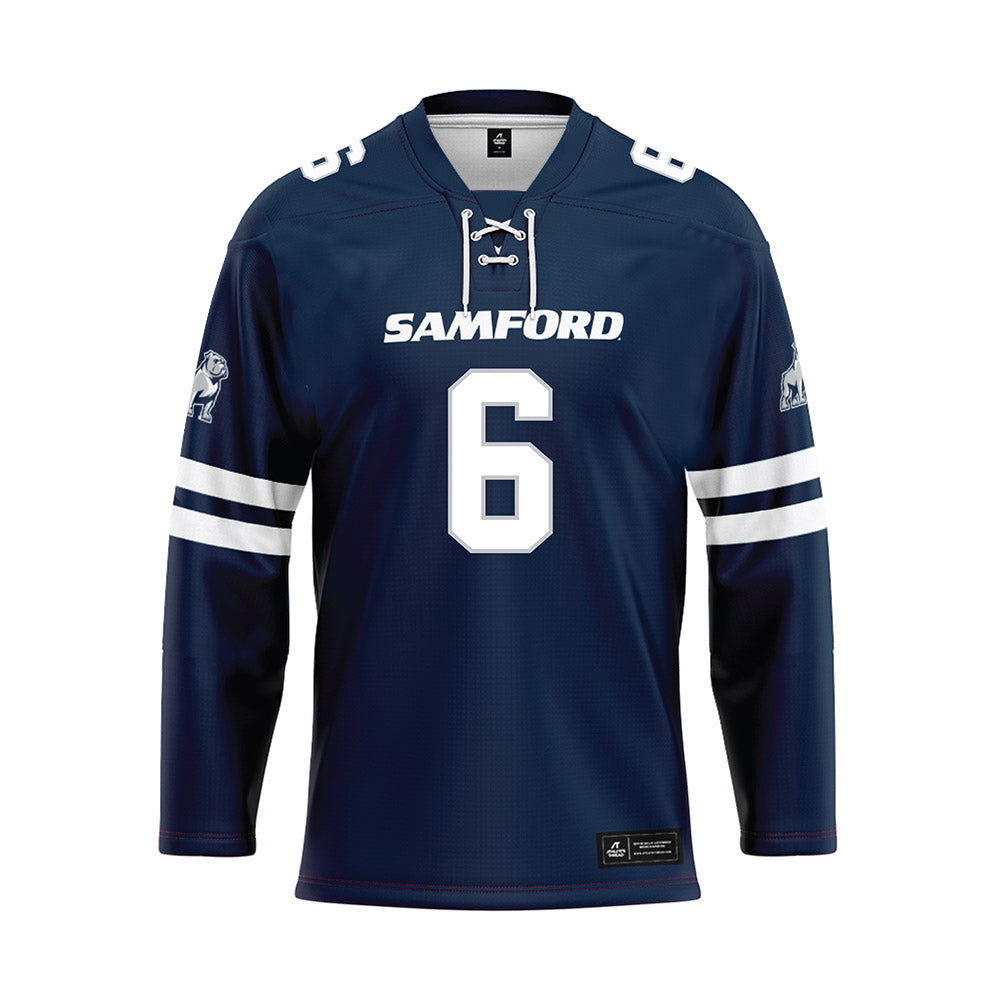 Samford - NCAA Baseball : Jackson Harris - Blue Hockey Jersey-0
