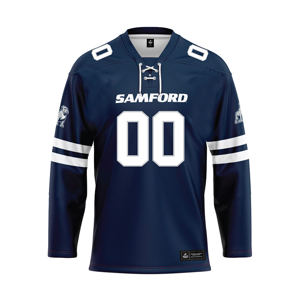 Samford - NCAA Women's Soccer : Abby Wright - Blue Hockey Jersey-0