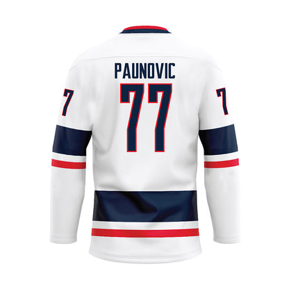 UConn - NCAA Men's Basketball : Uros Paunovic - White Hockey Jersey-1