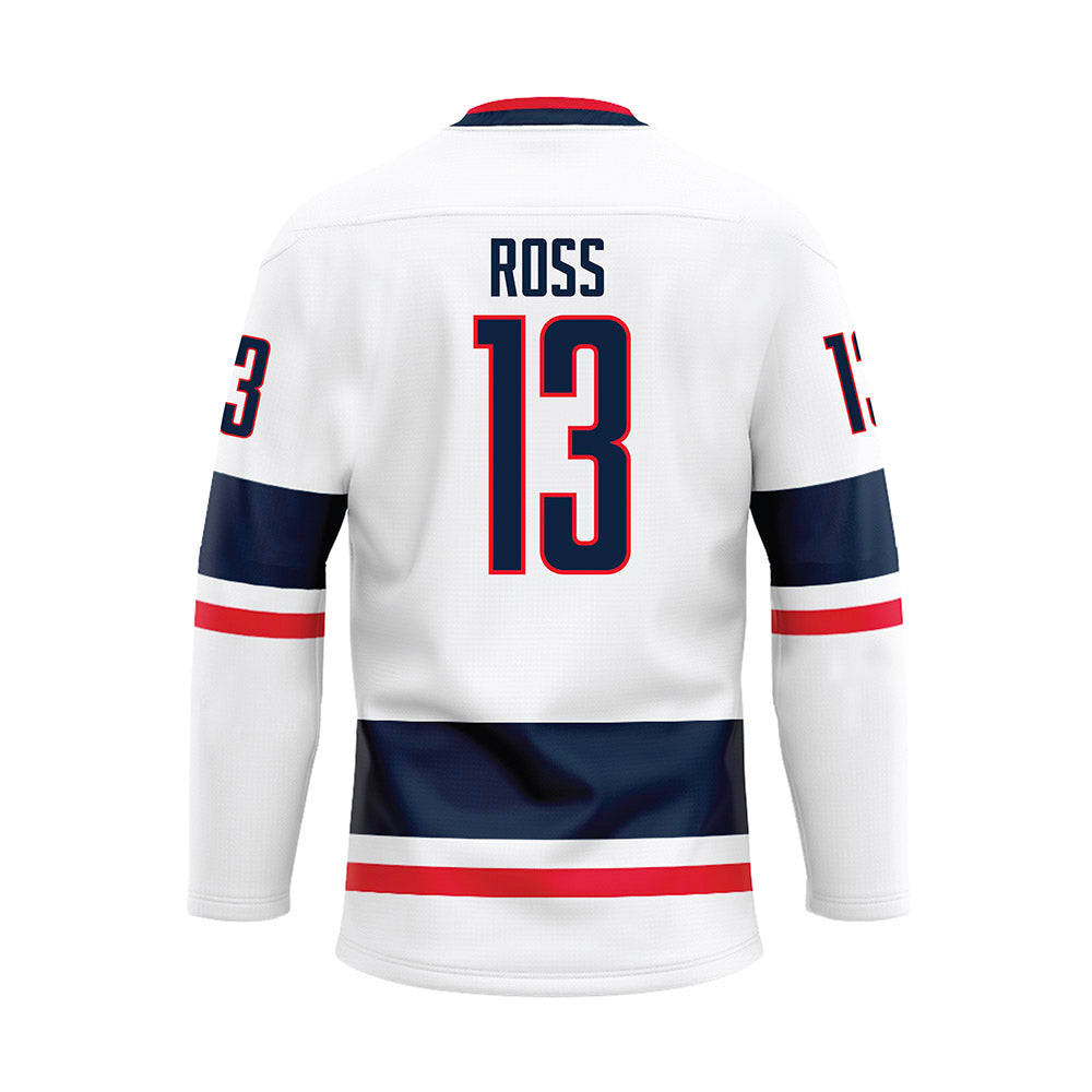 UConn - NCAA Men's Basketball : Jacob ROSS - White Hockey Jersey-1