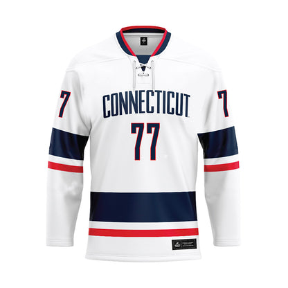 UConn - NCAA Men's Basketball : Uros Paunovic - White Hockey Jersey-0