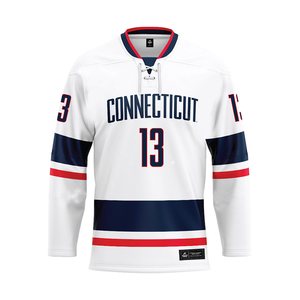 UConn - NCAA Men's Basketball : Jacob ROSS - White Hockey Jersey-0
