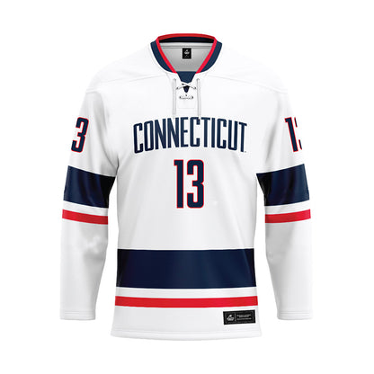 UConn - NCAA Men's Basketball : Jacob ROSS - White Hockey Jersey-0