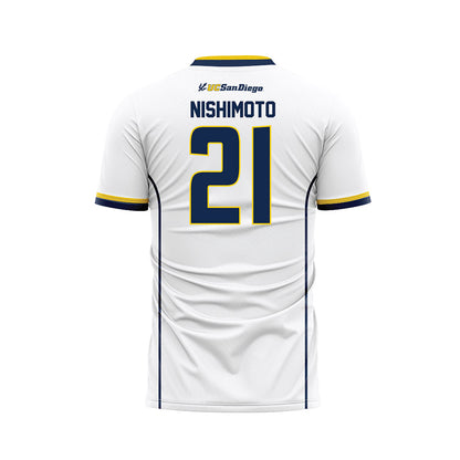 UCSD - NCAA Men's Soccer : Jack Nishimoto - White Soccer Jersey-1