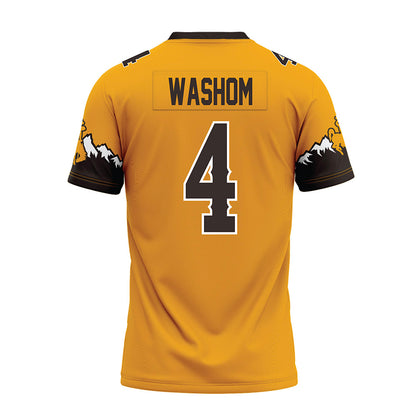 Wyoming - NCAA Football : Ke'Lyn Washom - Gold Premium Football Jersey-1