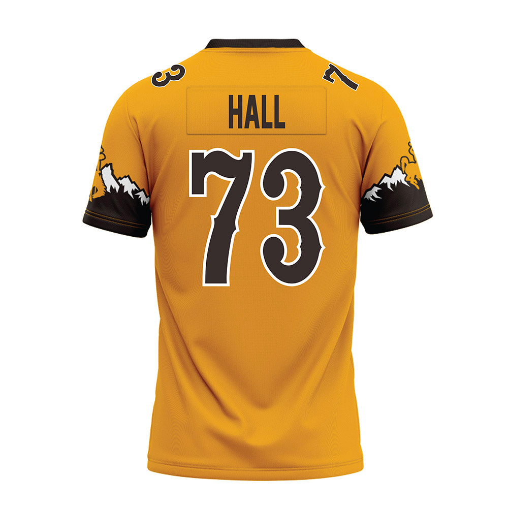 Wyoming - NCAA Football : Caleb Hall - Gold Premium Football Jersey-1