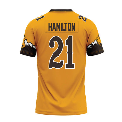 Wyoming - NCAA Football : Nico Hamilton - Gold Premium Football Jersey-1