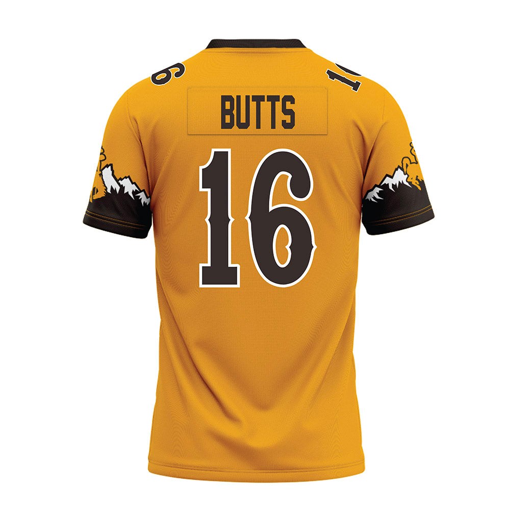Wyoming - NCAA Football : Karson Butts - Gold Premium Football Jersey-1