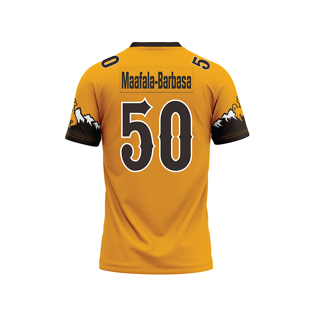 Wyoming - NCAA Football : Tanielu Maafala-Barbasa - Gold Premium Football Jersey-1