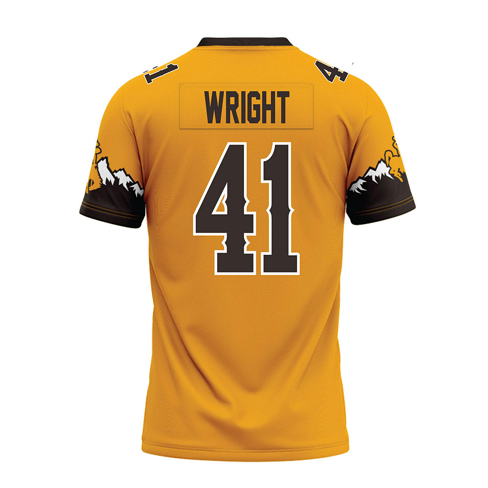 Wyoming - NCAA Football : Mason Wright - Gold Premium Football Jersey-1