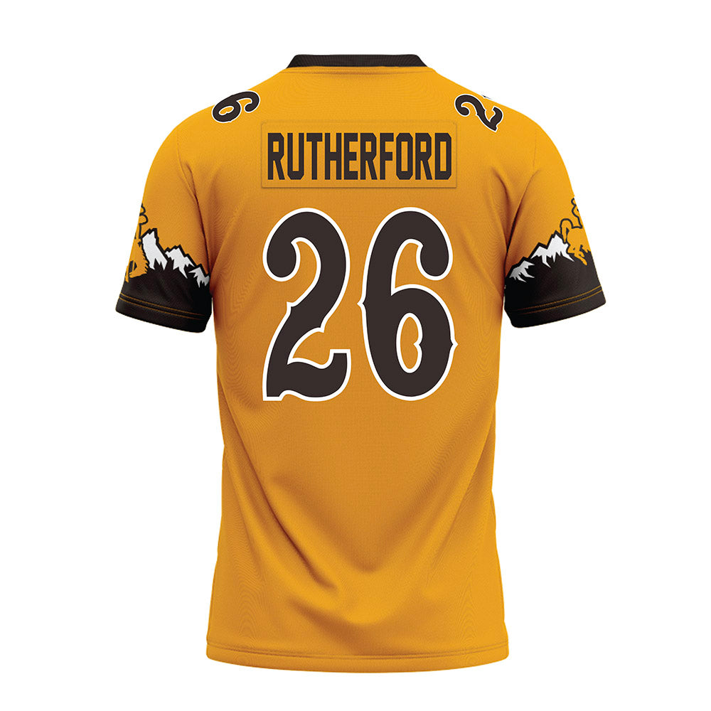 Wyoming - NCAA Football : Gary Rutherford - Gold Premium Football Jersey-1