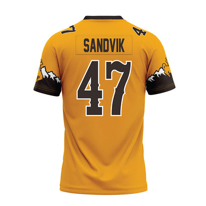Wyoming - NCAA Football : Erik Sandvik - Gold Premium Football Jersey