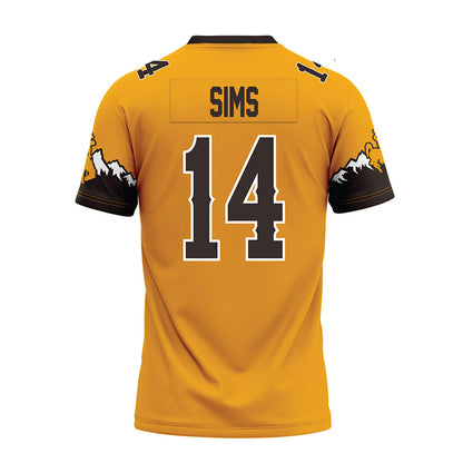 Wyoming - NCAA Football : Landon Sims - Gold Premium Football Jersey-1