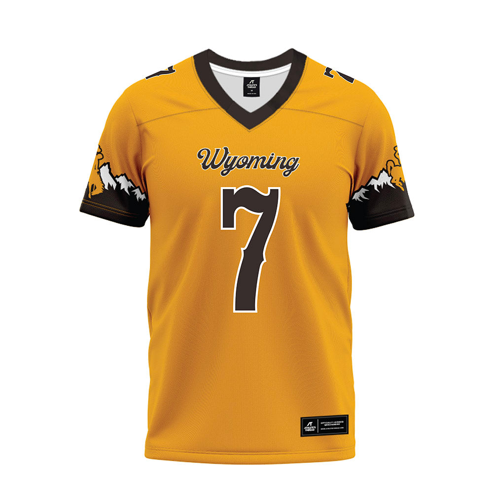 Wyoming - NCAA Football : Junus McGraw - Gold Premium Football Jersey-0