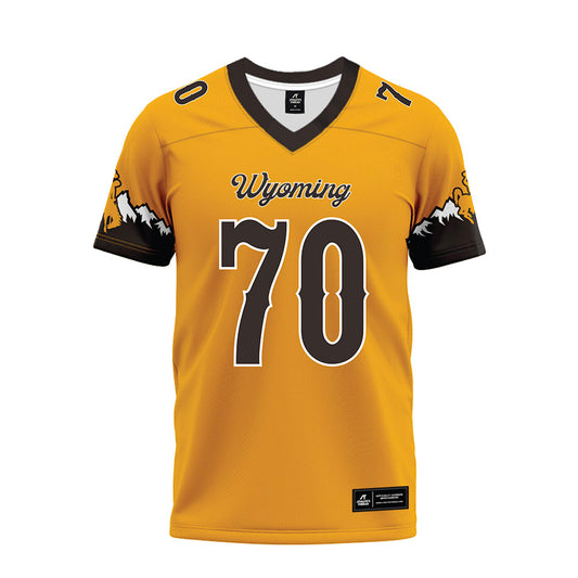 Wyoming - NCAA Football : Rex Johnsen - Gold Premium Football Jersey