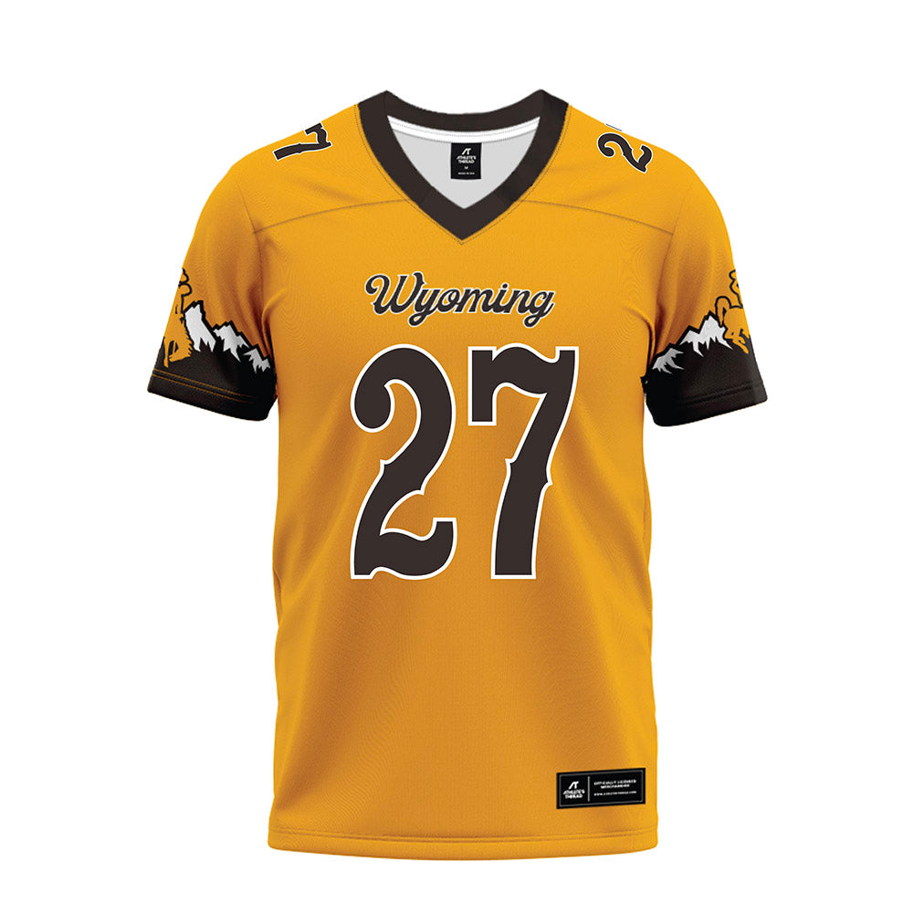 Wyoming - NCAA Football : Joaquin Sandoval - Gold Premium Football Jersey