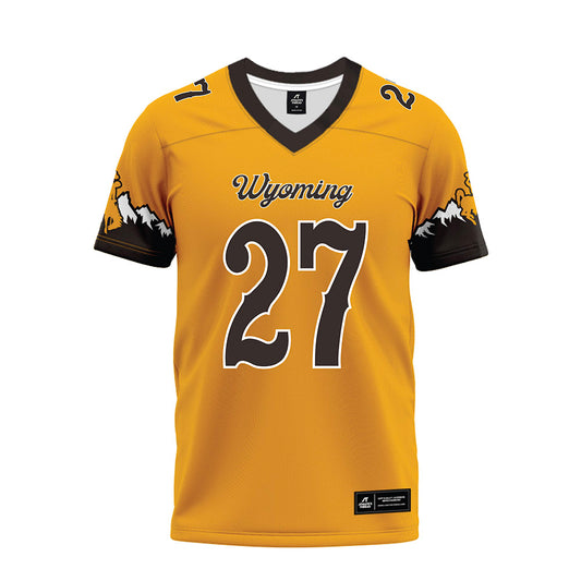 Wyoming - NCAA Football : Joaquin Sandoval - Gold Premium Football Jersey