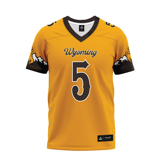Wyoming - NCAA Football : Justin Popovich - Gold Premium Football Jersey-0