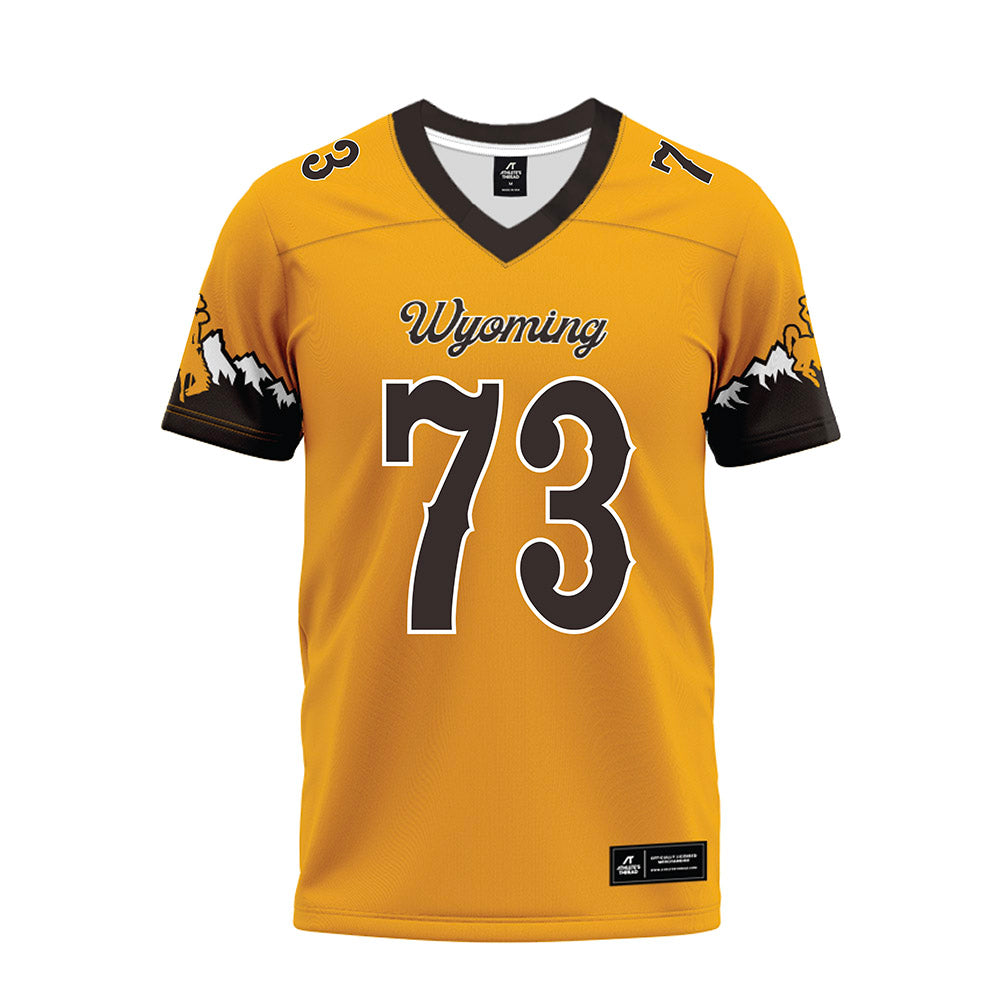 Wyoming - NCAA Football : Caleb Hall - Gold Premium Football Jersey-0