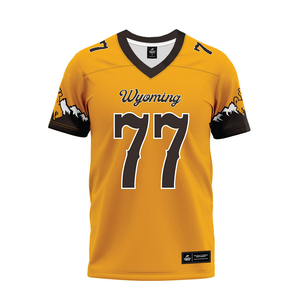 Wyoming - NCAA Football : Josiah Petaia - Gold Premium Football Jersey-0