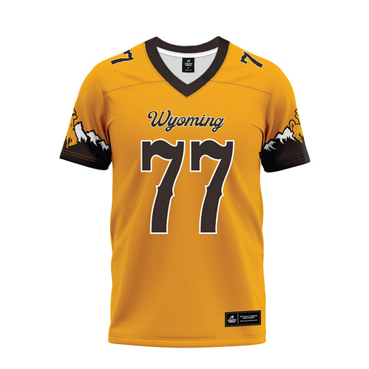 Wyoming - NCAA Football : Josiah Petaia - Gold Premium Football Jersey-0
