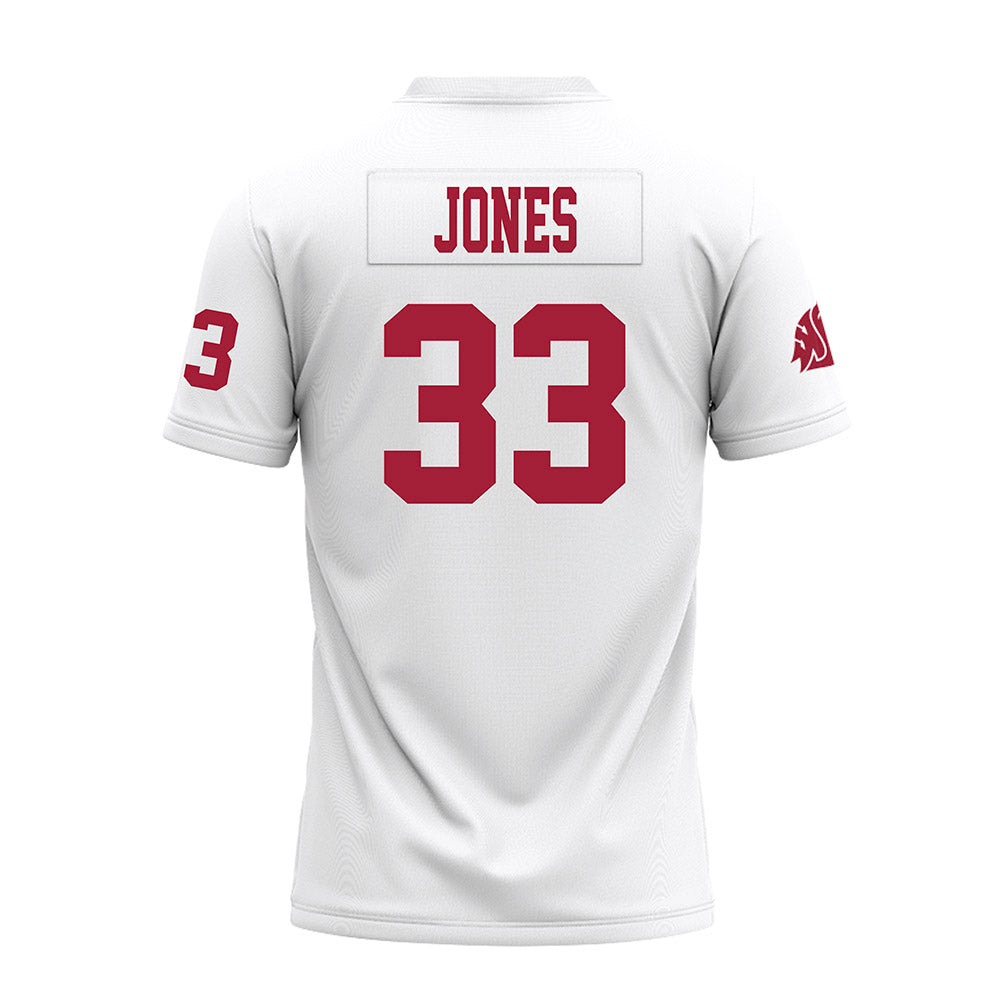 WSU - NCAA Football : Gage Jones - White Premium Football Jersey-1