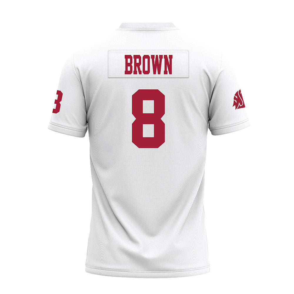 WSU - NCAA Football : Nylan Brown - White Premium Football Jersey-1