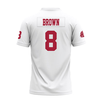 WSU - NCAA Football : Nylan Brown - White Premium Football Jersey-1