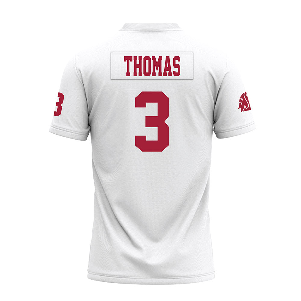 WSU - NCAA Football : Jaylen Thomas - White Premium Football Jersey-1