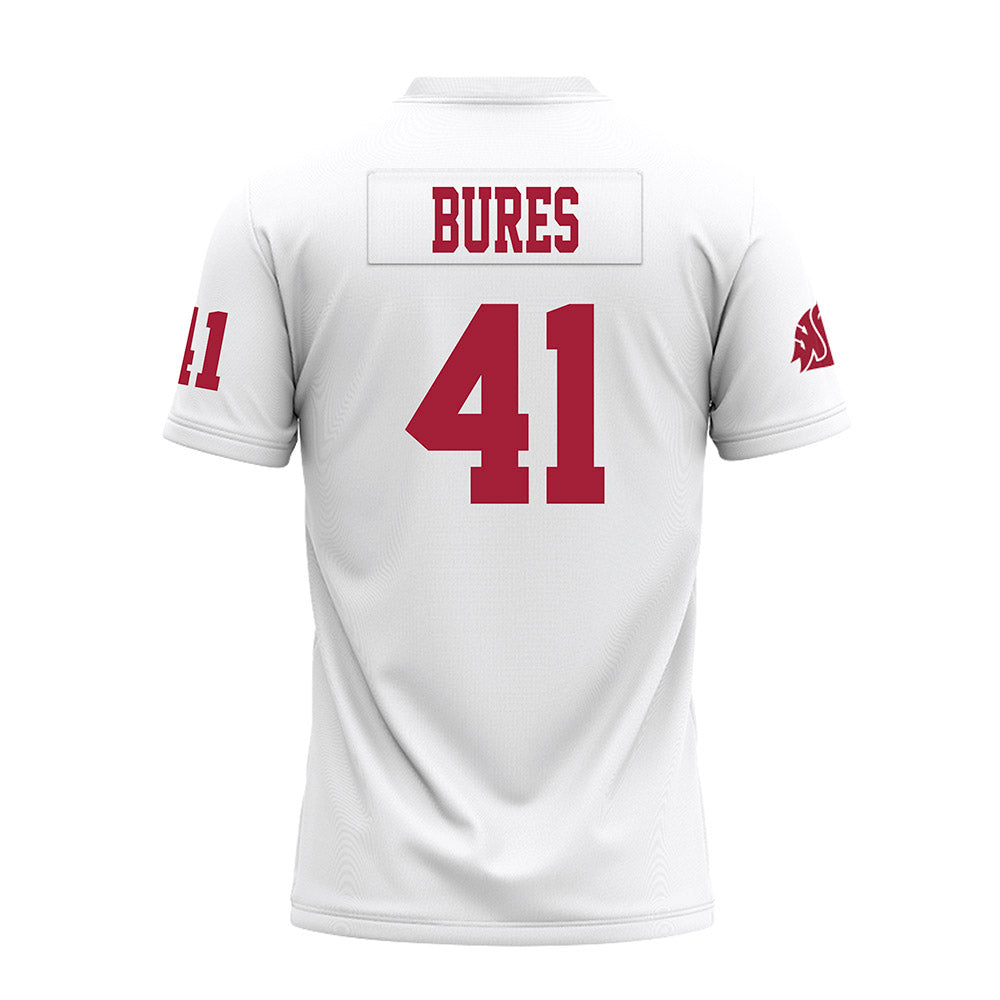 WSU - NCAA Football : Sean Bures - White Premium Football Jersey-1
