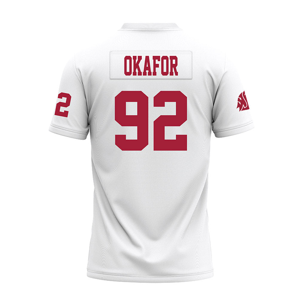 WSU - NCAA Football : Ike Okafor - White Premium Football Jersey-1