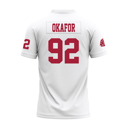 WSU - NCAA Football : Ike Okafor - White Premium Football Jersey-1