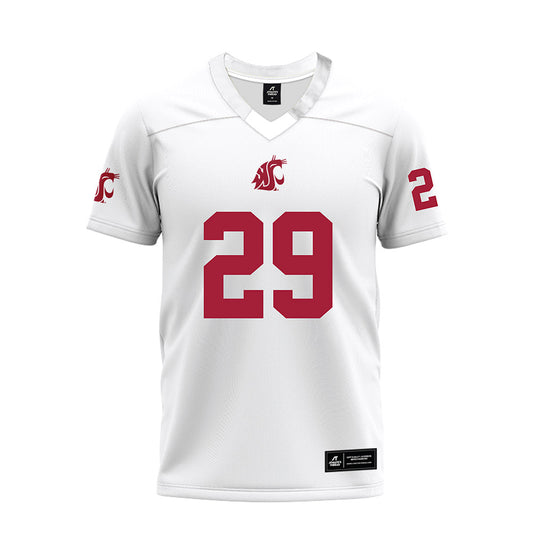 WSU - NCAA Football : Erimus Wright - White Premium Football Jersey-0