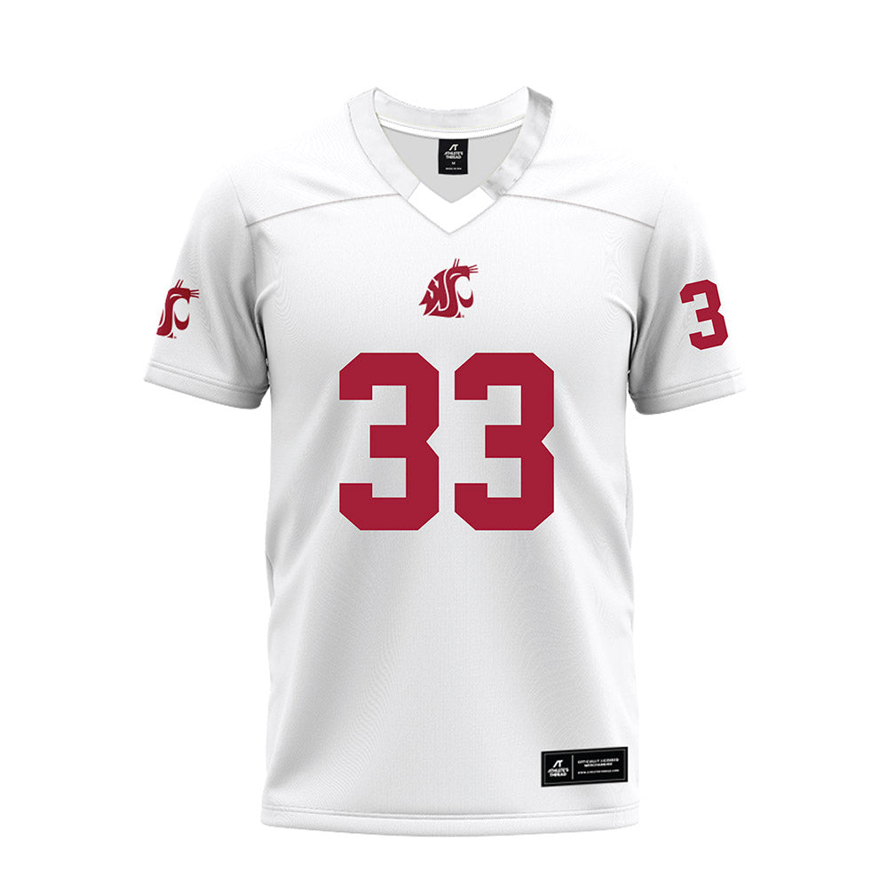 WSU - NCAA Football : Gage Jones - White Premium Football Jersey-0
