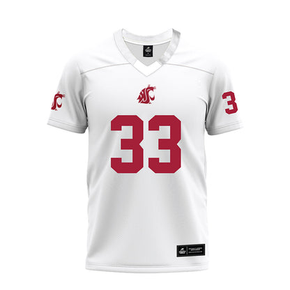 WSU - NCAA Football : Gage Jones - White Premium Football Jersey-0
