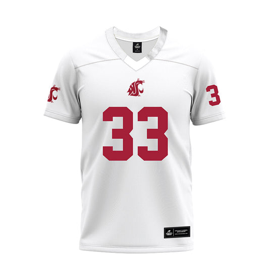 WSU - NCAA Football : Gage Jones - White Premium Football Jersey-0