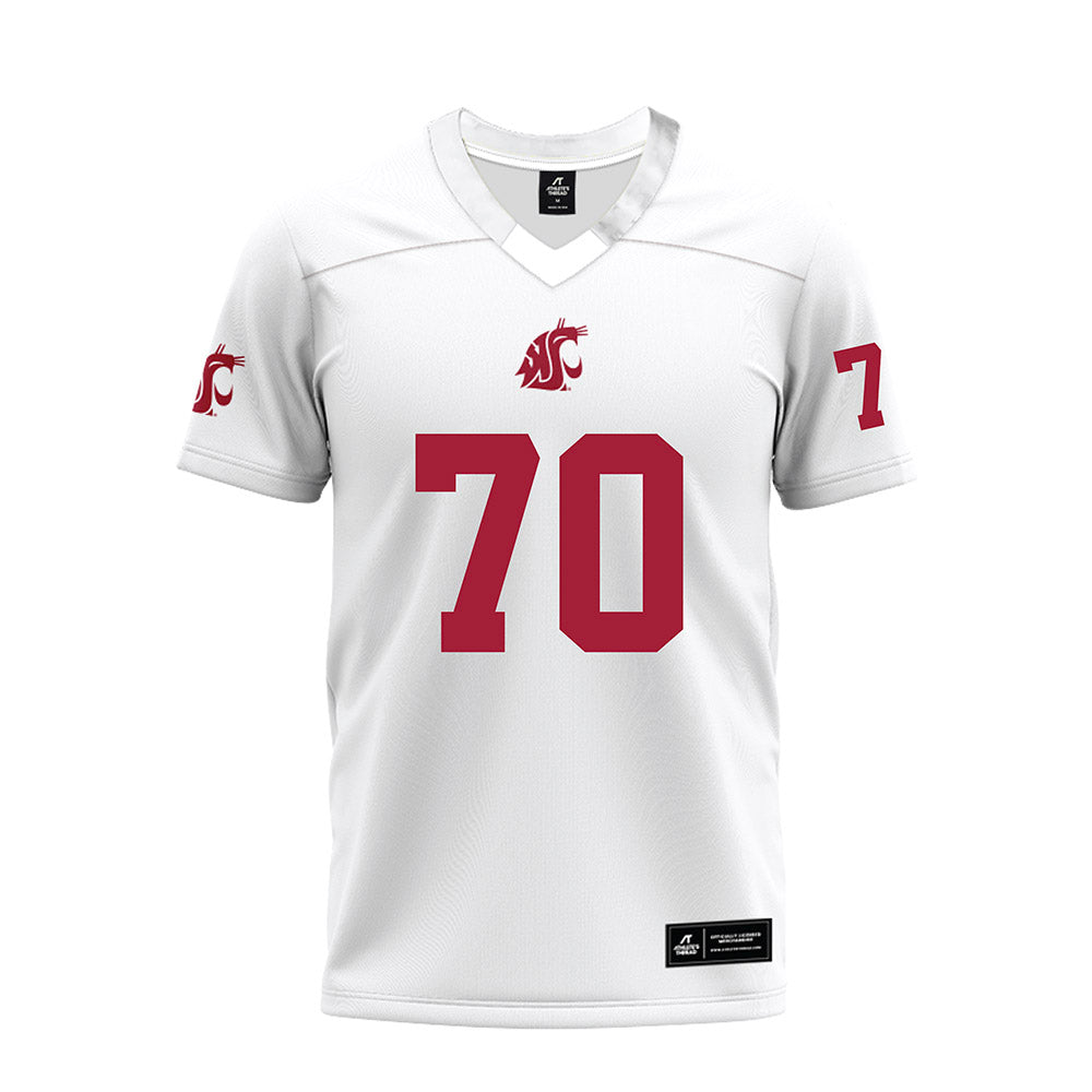 WSU - NCAA Football : Dylan Hildebrand - White Premium Football Jersey-0