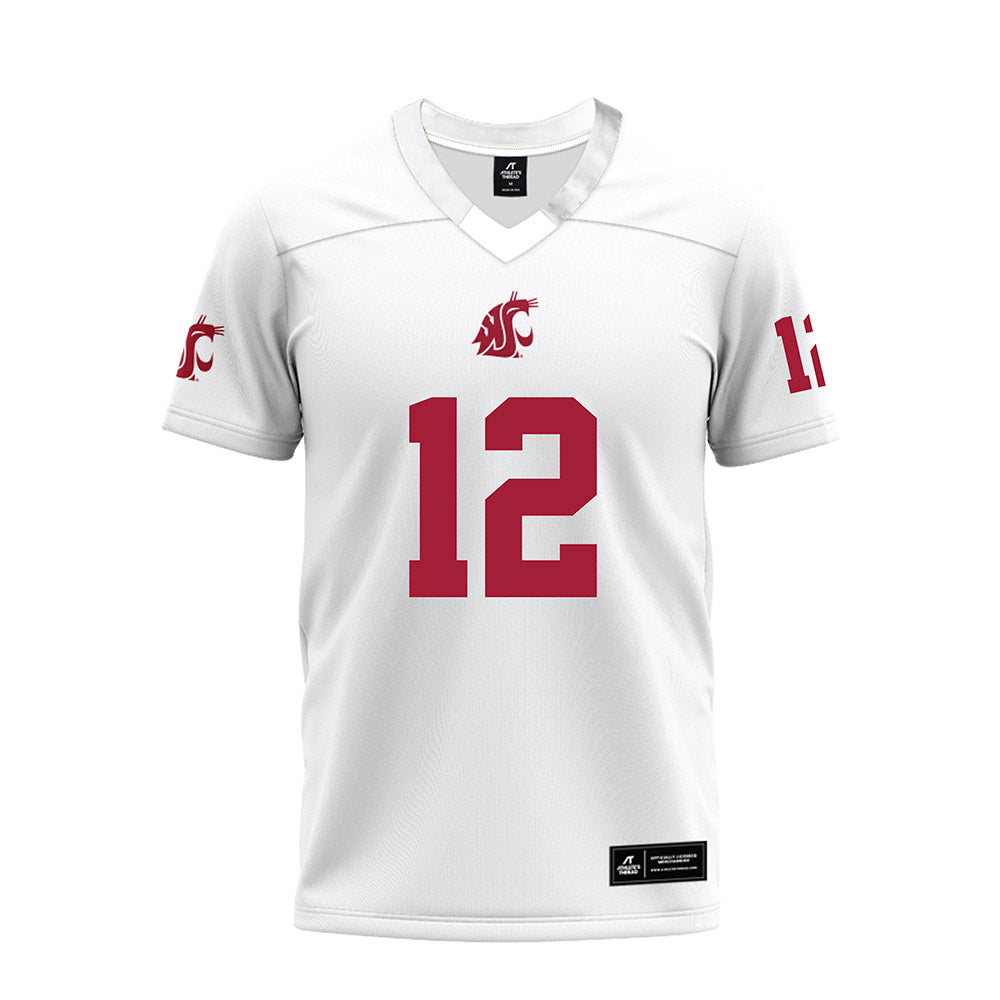 WSU - NCAA Football : Caden Pinnick - White Premium Football Jersey-0